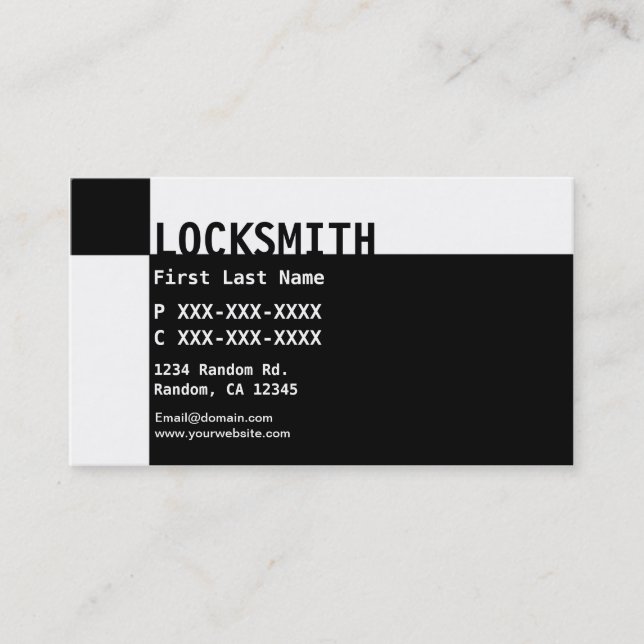 Black white Locksmith business cards (Front)