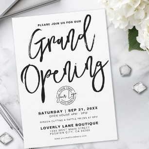 Black White Logo Business Grand Opening Invitation