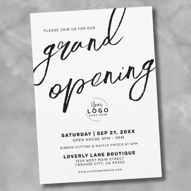 Black White Logo Business Grand Opening Invitation (Black White Logo Business Grand Opening Invitation)