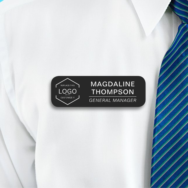  Black White Logo Employee Job Title   Name Tag (Creator Uploaded)