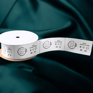Black White Logo Garment Care Labels Satin Ribbon