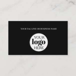 Black White Logo QR Code Simple Business Card