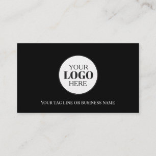 Black White Logo QR Code Simple Business Card