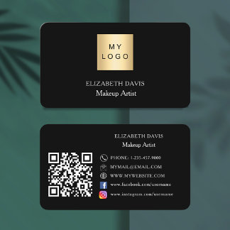 Black white logo Qr code social media Business Card