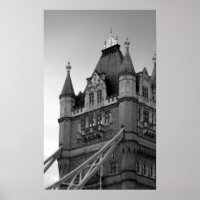 Black White London Tower Bridge Close-Up