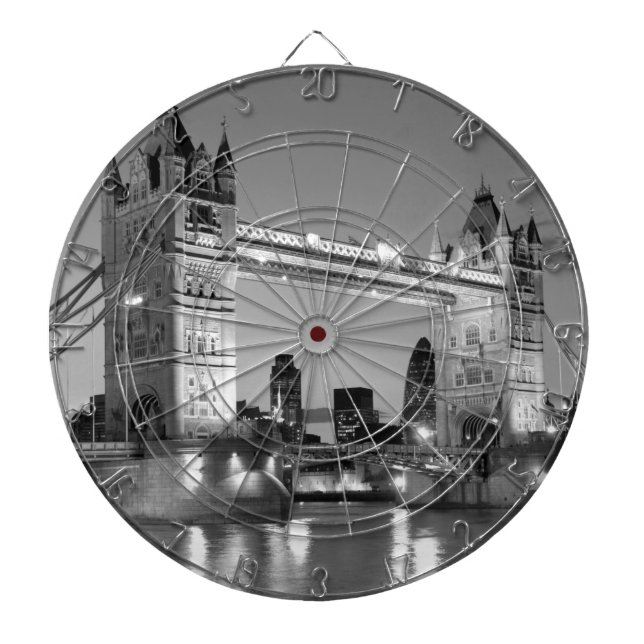 Black White London Tower Bridge Dartboard (Front)