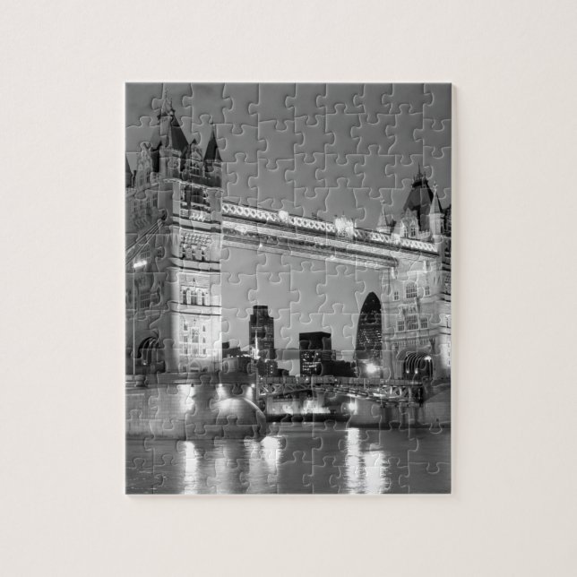 Black White London Tower Bridge Jigsaw Puzzle (Vertical)