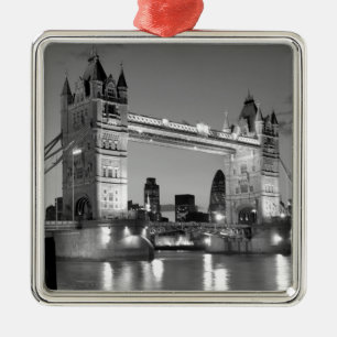 Black White London Tower Bridge Metal Tree Decoration