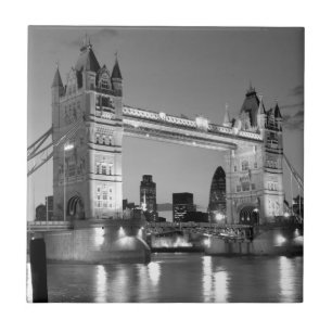 Black White London Tower Bridge Tile