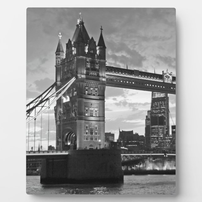 Black White London Tower Bridge UK Travel Plaque (Front)