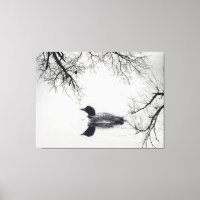 Black  white loon lake Canvas