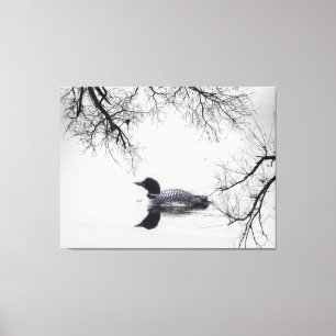 Black  white loon lake Canvas Print