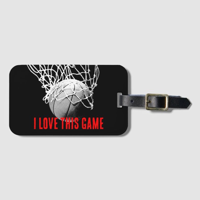 Black & White Love Basketball Luggage Tag (Front Horizontal)