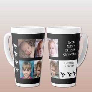 Black white love being a Grandad with photos Latte Mug