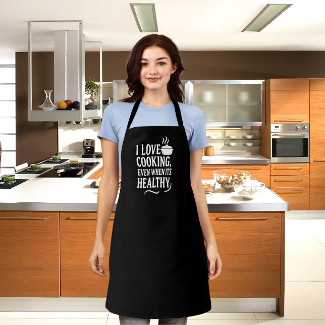Black white love cooking fun humour quote apron (Creator Uploaded)