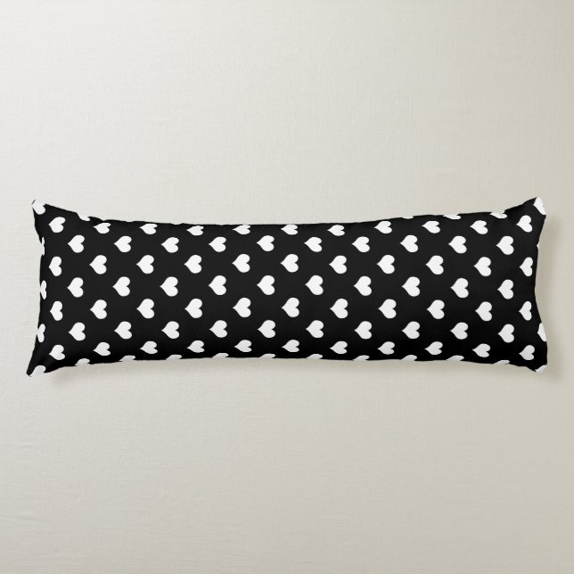 Black White Love Heart Pattern Design  Body Cushion (Front)