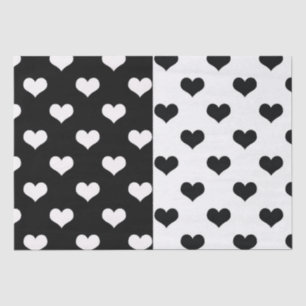 Black White Love Heart Pattern Tissue Paper
