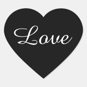 Black & White Love Heart Sticker, Wedding Favour Heart Sticker
