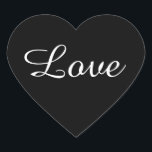 Black & White Love Heart Sticker, Wedding Favour Sticker<br><div class="desc">Chic and elegant black heart stickers with love written on them in white. Perfect wedding favour stickers. You can use this as a template and change the text and text appearance,  as well as change the black to any colour you wish.</div>