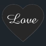 Black & White Love Heart Sticker, Wedding Favour Sticker<br><div class="desc">Chic and elegant black heart stickers with love written on them in white. Perfect wedding favour stickers. You can use this as a template and change the text and text appearance,  as well as change the black to any colour you wish.</div>