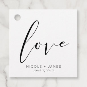 Black & White LOVE Minimal Modern Wedding Favour Tags
