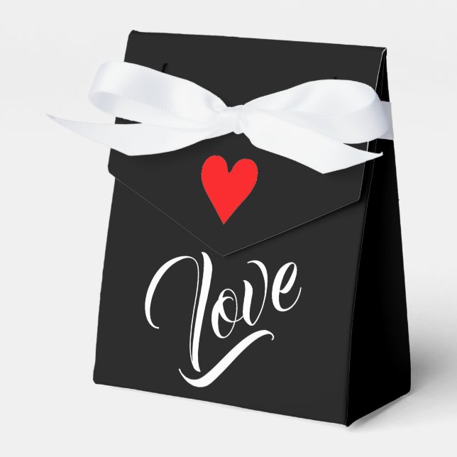 Black & White Love with Heart Tent Favour Box (Front Side)