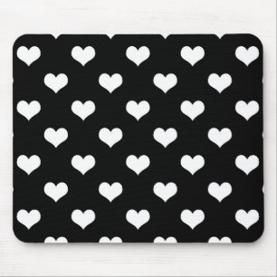 Black White Lovely Hearts Design  Mouse Pad