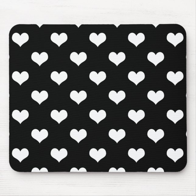 Black White Lovely Hearts Design  Mouse Pad (Front)
