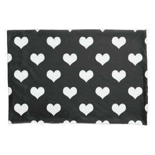 Black White Lovely Hearts Design Pillowcase