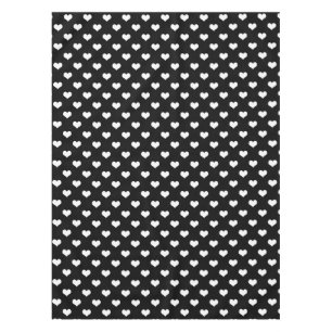 Black White Lovely Hearts Design Tablecloth