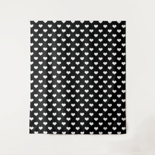 Black White Lovely Hearts Design Tapestry