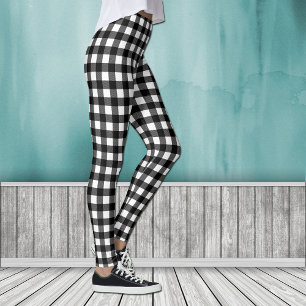 Black White Lumberjack Buffalo Plaid Leggings