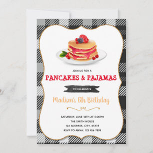 Black white Lumberjack pancake invite
