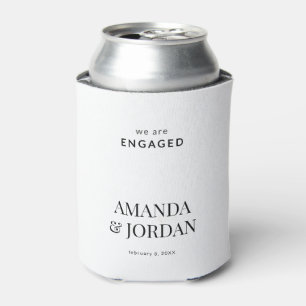 Black & White Luxe Minimalist Engagement Can Cooler