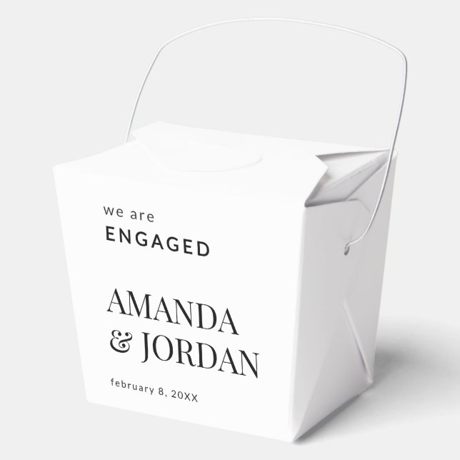  Black & White Luxe Minimalist Engagement  Favour Box (Front)