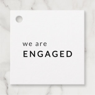  Black & White Luxe Minimalist Engagement  Favour Tags