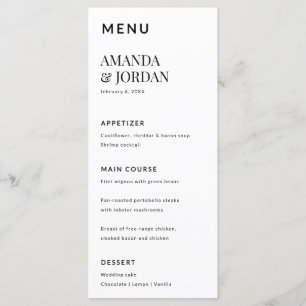 Black & White Luxe Minimalist Engagement  Menu