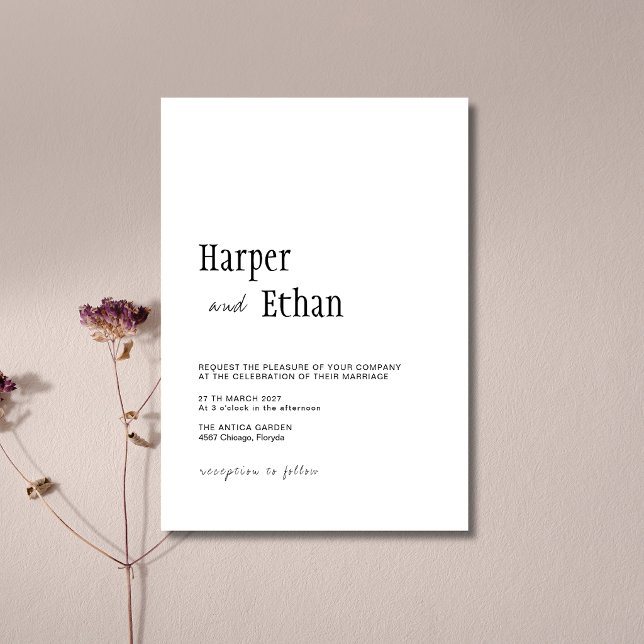 Black & White Luxury Clean Modern Wedding Invitation (Creator Uploaded)