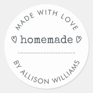 Black White Made With Love Homemade Label
