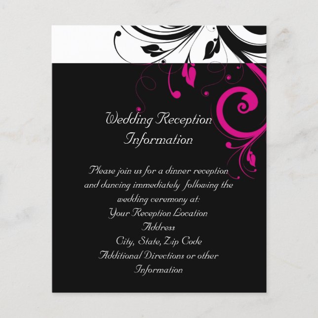 Black White Magenta Reverse Swirl Reception Flyer (Front)