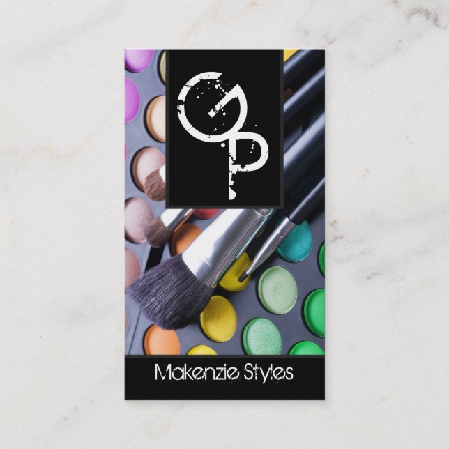 Black White Make Up Artist Palette Business Card (Front)
