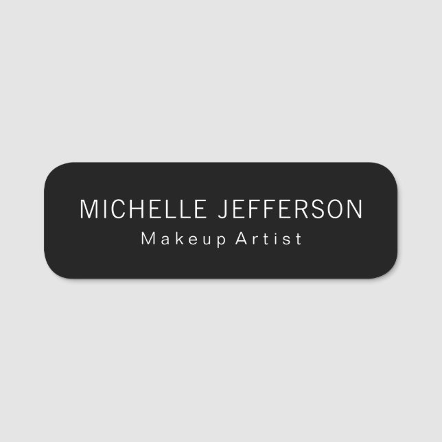 Black & White Makeup Artist Unique Business Name Tag (Front)