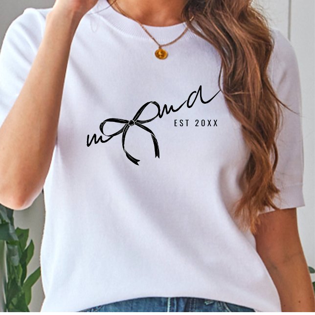 Black & White  Mama Lettering With Bow Women  T-Shirt (Creator Uploaded)