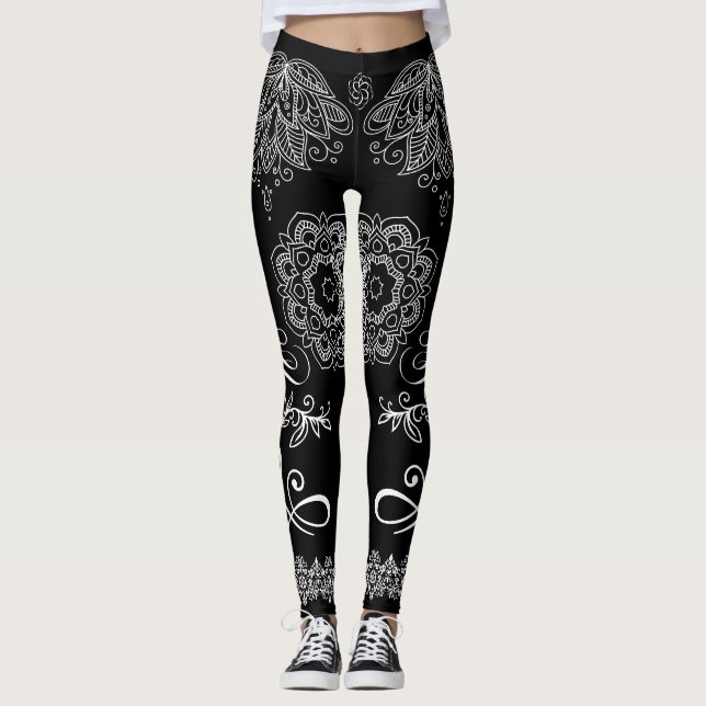 Black/White Mandala Leggings (Front)