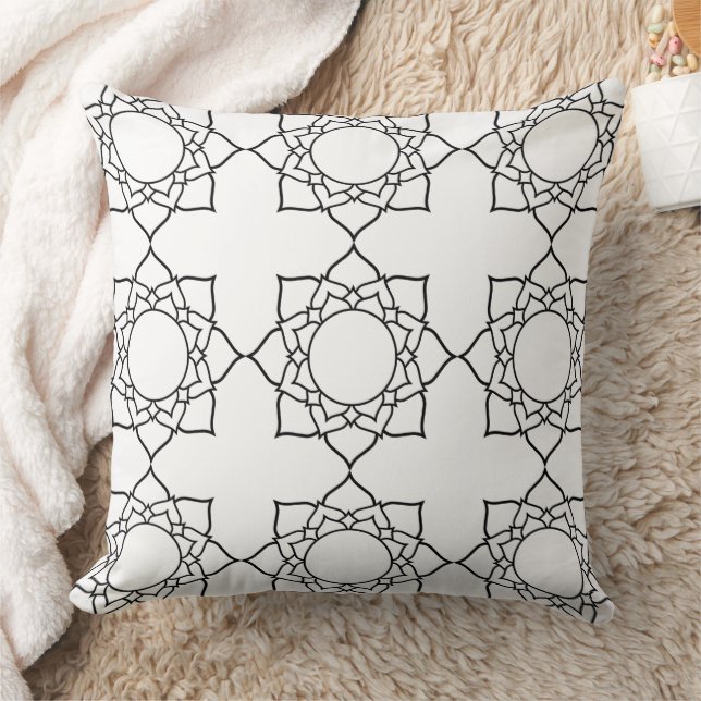 Black White Mandala Pattern Pillow Fabric Paint (Blanket)
