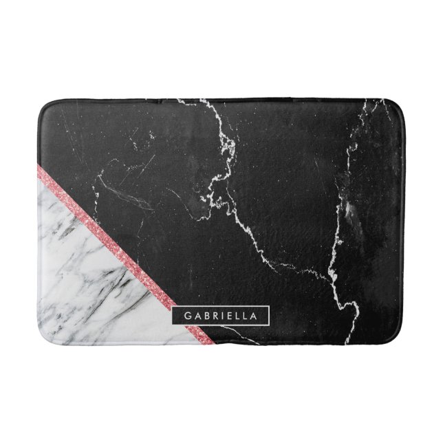 Black & White Marble Bath Mat (Front)