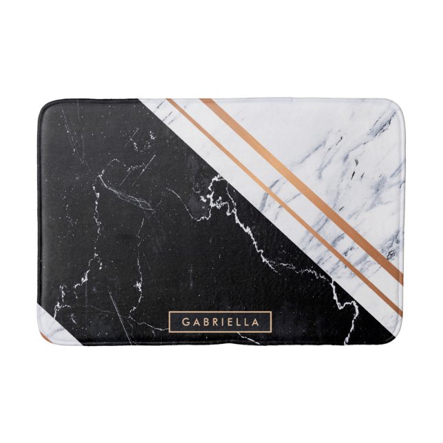 Black & White Marble Bath Mat (Front)