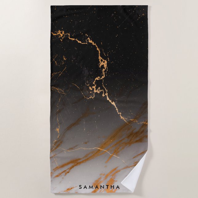 Black & White Marble Beach Towel (Front)