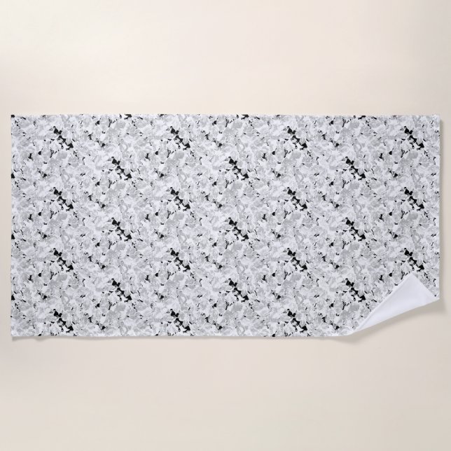 Black White Marble Beach Towel Modern Pattern (Front)