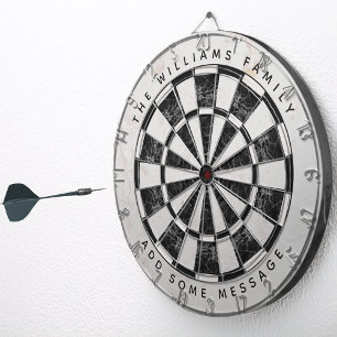 Black & White Marble Classic Custom Name & Message Dartboard